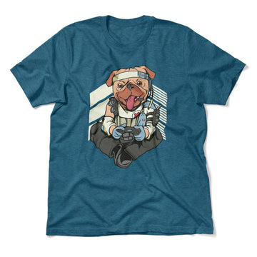 Lifeline Pug Apex Gamer Men/Unisex T-Shirt in Heather Deep Teal color